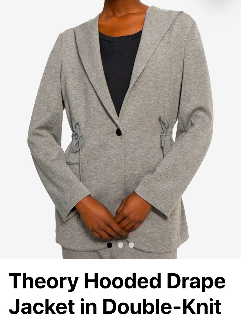 Theory Light Gray Hooded Drape Blazer